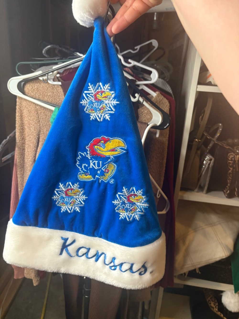 Kansas Jayhawks Blue Holiday Santa Hat